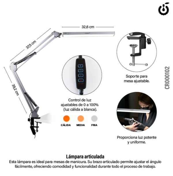 Producto - Lámpara Articulada USB Couldrose (Cherimoya) Con Morsa
