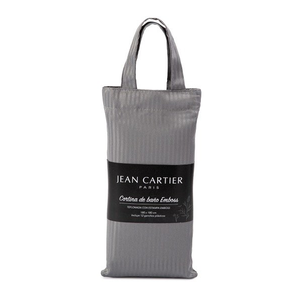 Producto - CORTINA DE BAÑO TEFLONADA  GRIS + 12 GANCHOS PLÁSTICOS - 2