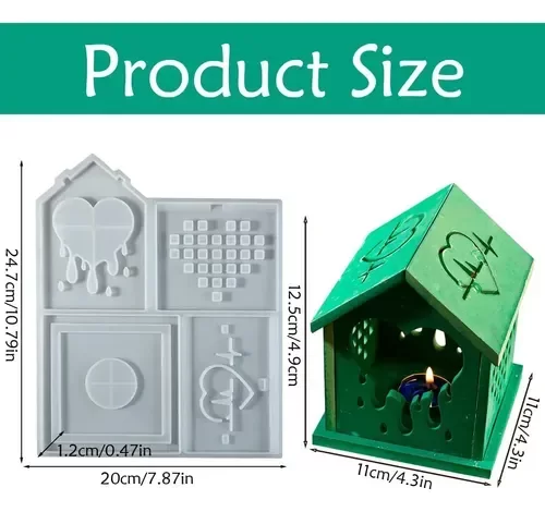 Producto - Molde silicona casa para armar portavela de noche mod corazones - 4