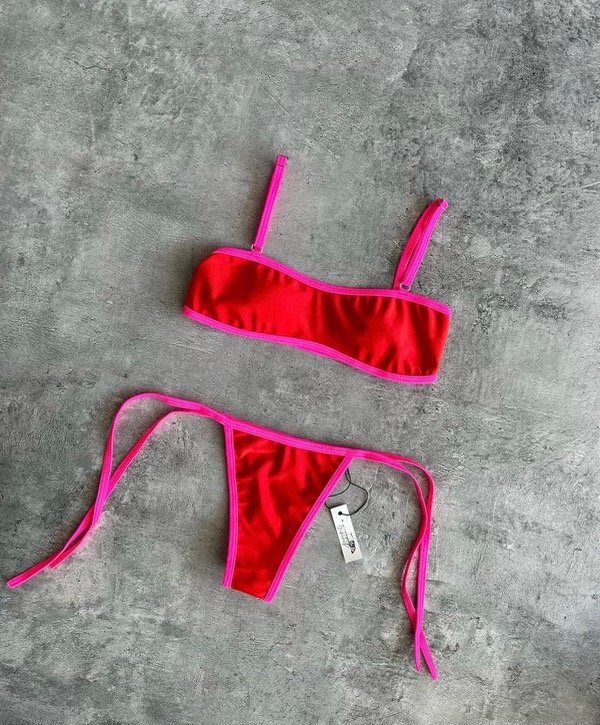 Producto - Bikini top combinado rojo y fucsia