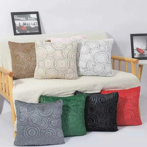 Producto - FUNDA DE ALMOHADAS DE FLORES CIRCULO 45X45CM