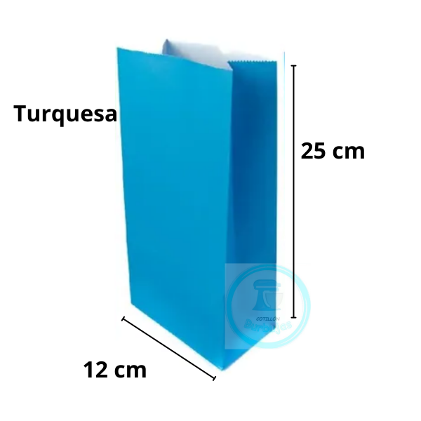 Producto - Bolsas de Papel con Fuelle Turquesa x 10