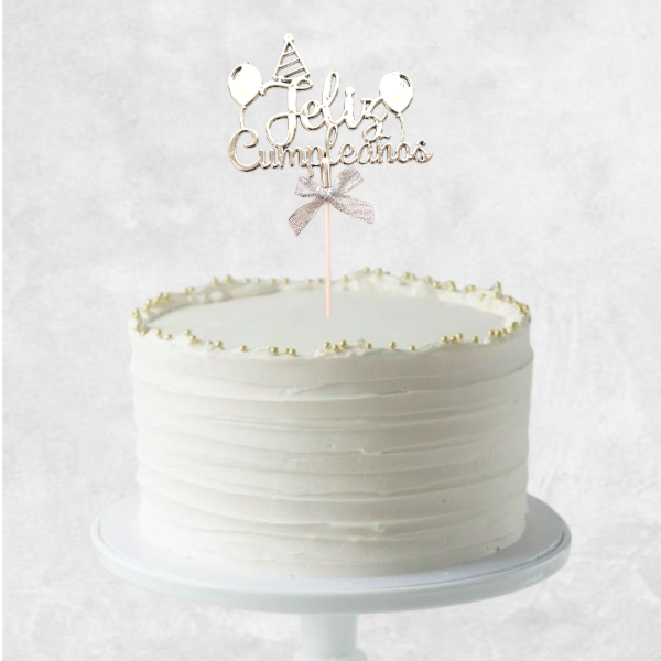 Producto - Cake Topper "Feliz Cumpleaños" ECO Plata