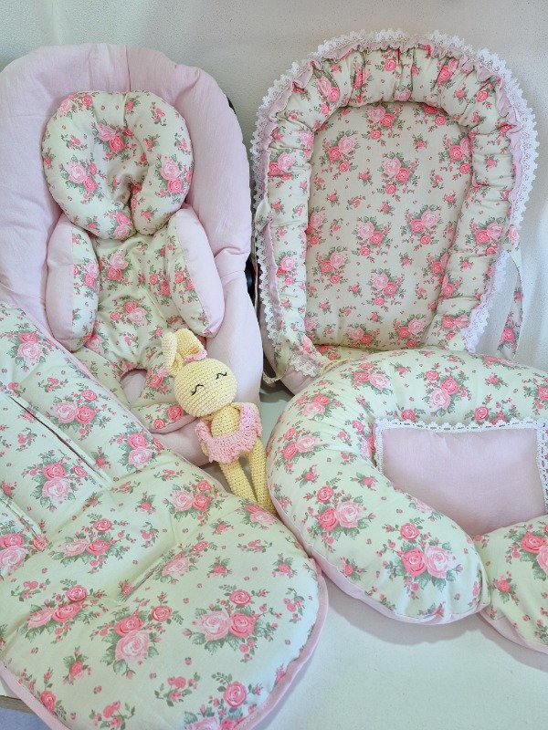 Producto - Set XL Flores beige con rosa