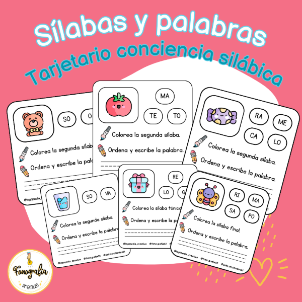 Producto - Sílabas y palabras: tarjetario de conciencia silábica