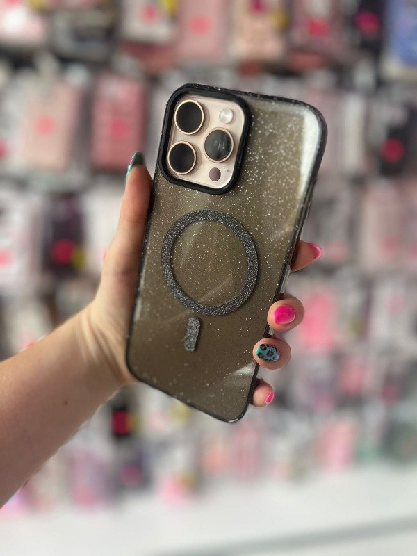 Producto - Case Magsafe reforzada glitter negro