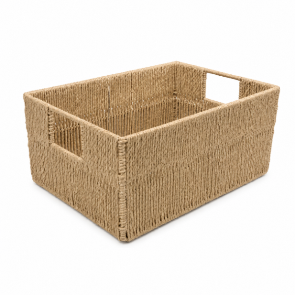 Producto - Canasto Organizador Fibra Natural Rectangular 38x26x18cm