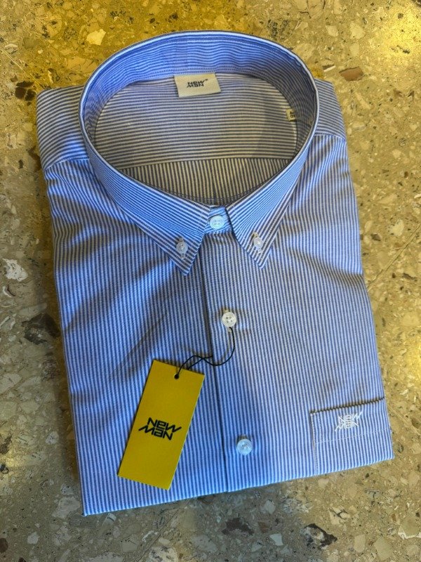 Producto - Camisa New Man rayas finas celeste y blanca