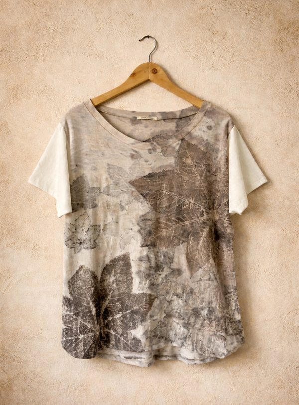 Producto - Remeron con ecoprint y hojas de Ricino