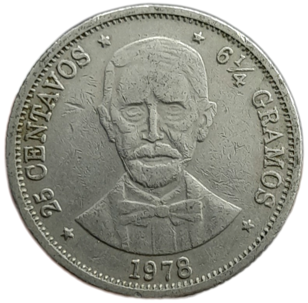 Producto - Repúbliva Dominicana 25 Centavos 1978 Juan P. Duarte Km#51 VF