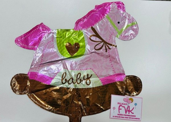 Producto - Globo baby shower 35 cm nena caballito mecedor