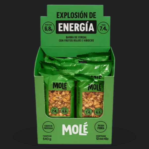 Producto - Barritas Molé Energia X 12  frutos rojos con hibiscus
