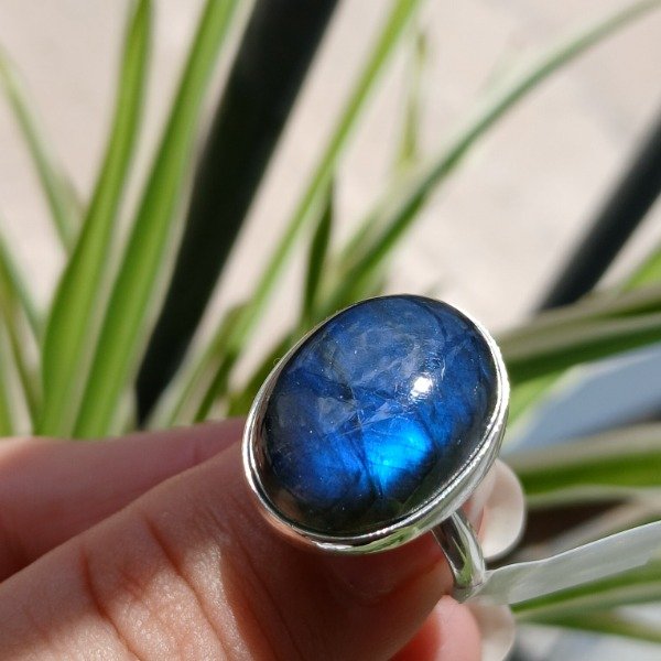 Producto - Anillo Plata 925 labradorita oval - Talle 18