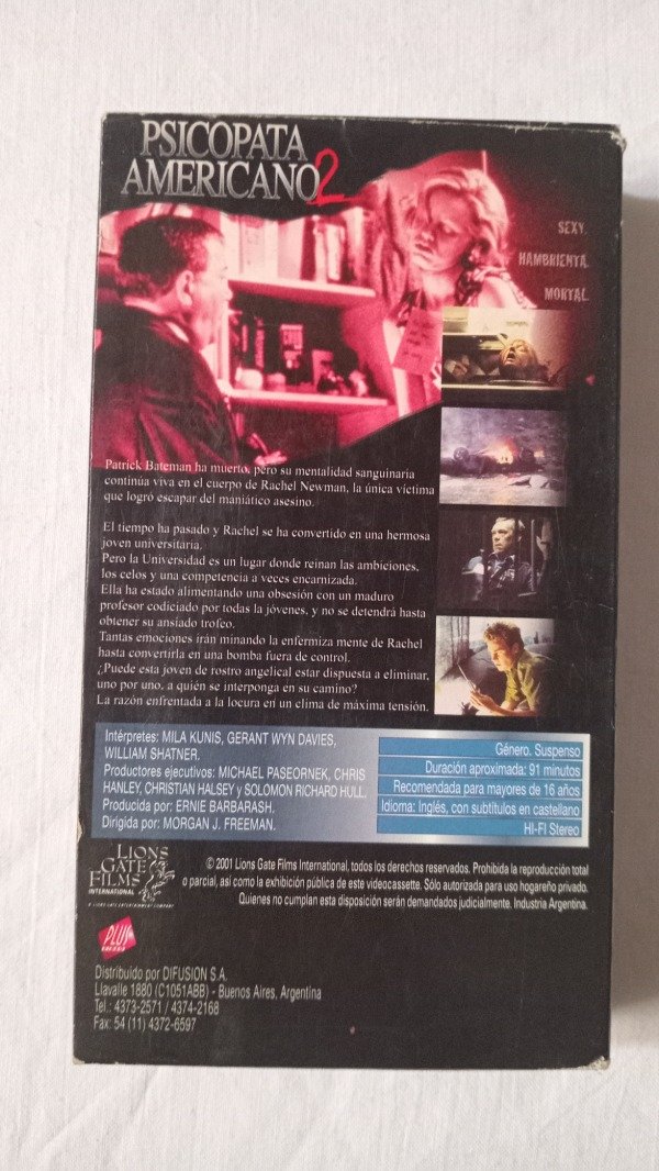 Producto - American Psycho 2: All American Girl. 2002, AVH / LK-TEL. Vhs. - 1