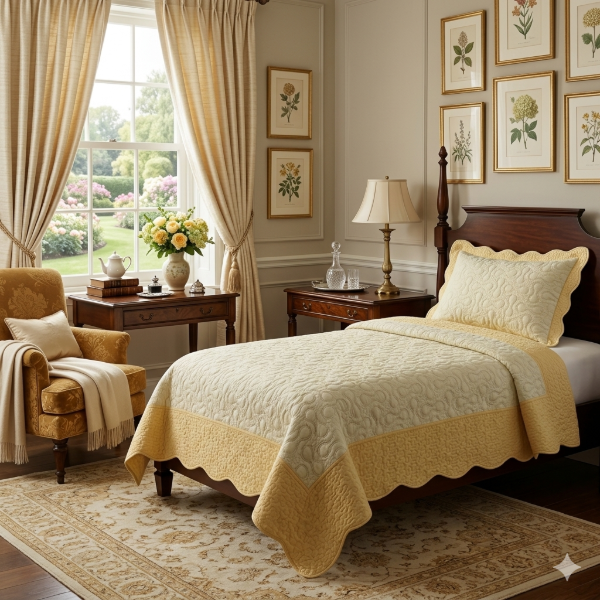 Producto - Cover Cubrecama Patchwork 1 1/2 Plaza "Natural/Beige"