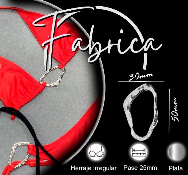 Producto - Herraje aplique. Pase: 50mm (1 unidad). Plata- Níquel