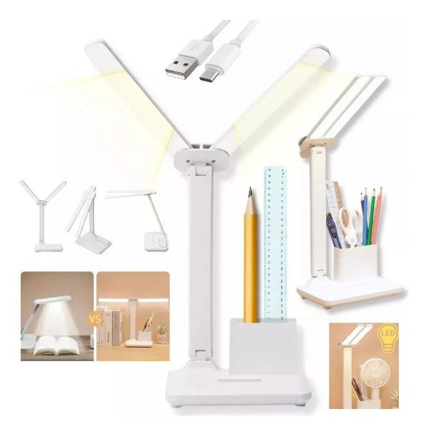 Producto - Lámpara Led De Escritorio Recargable Porta Lapiz Plegable A8