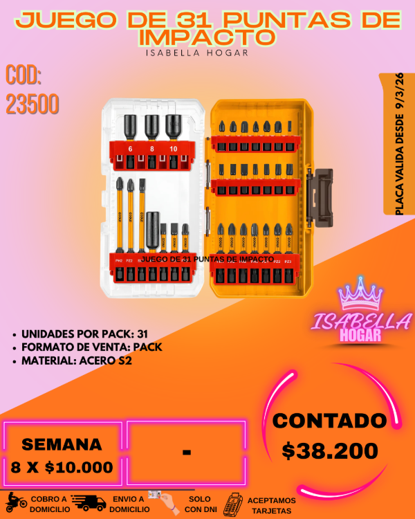 Producto - JUEGO DE 31 PUNTAS DE IMPACTO
