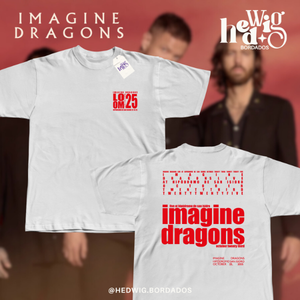 Producto - Remera IMAGINE DRAGONS live at Hipodromo San Isidro (doble estampa) Roja - DTF