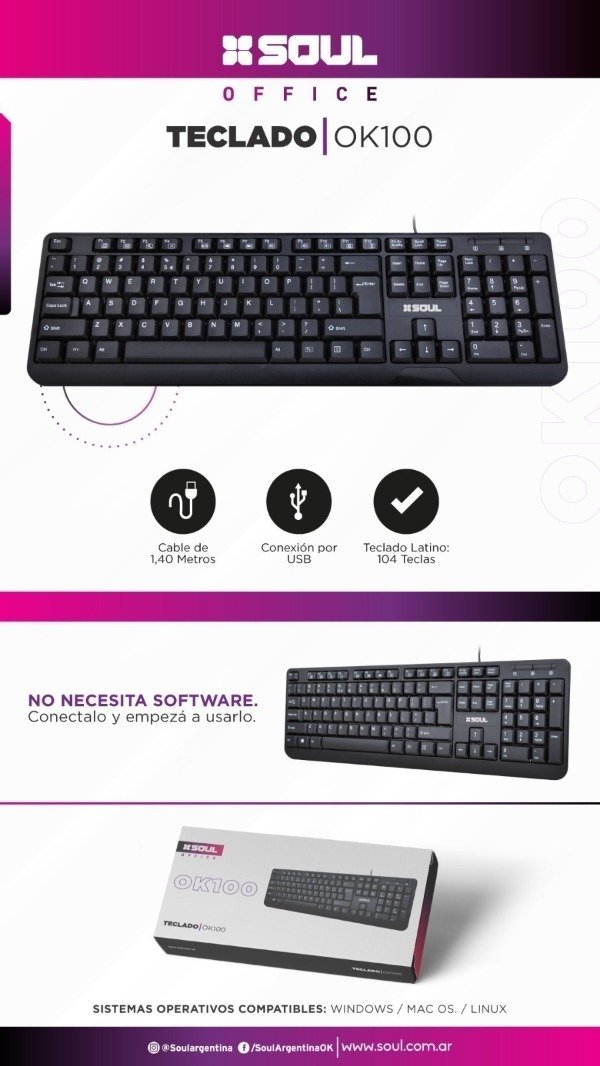 Producto - Teclado USB Office Soul OK100