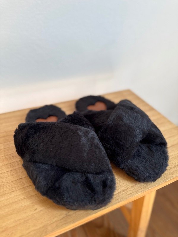 Producto - Pantuflas abiertas bienestar cruzadas negro