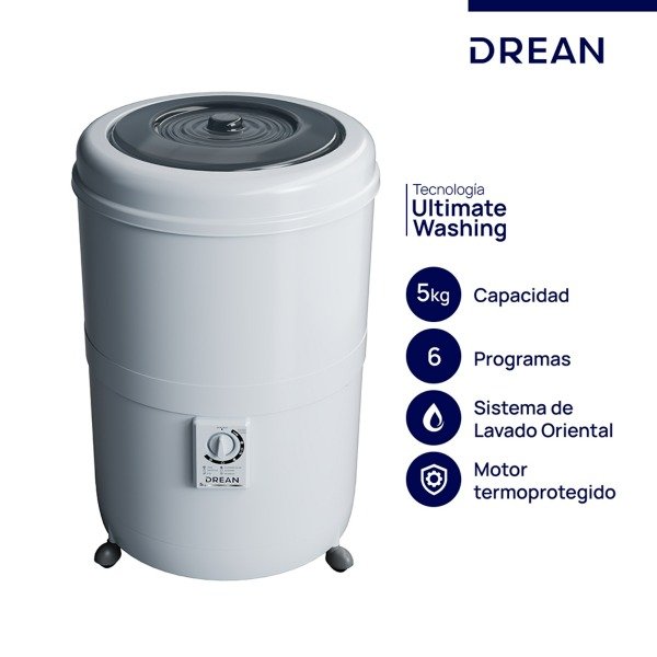 Producto - Lavarropas semiautomático 5kg No centrífugo carga superior Drean LRDR56SB0 - 1