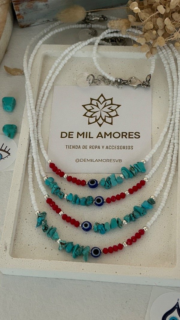 Producto - COLLAR OJO PIEDRAS TURQUESAS