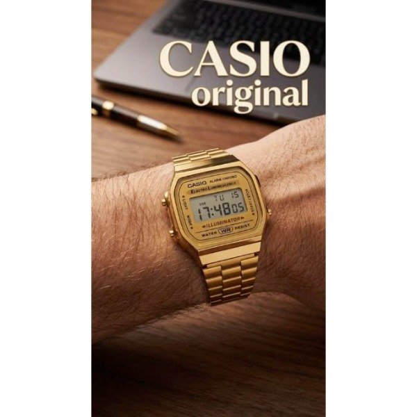Producto - Reloj Casio A168WG dorado original - reloj digital retro para hombre - 1