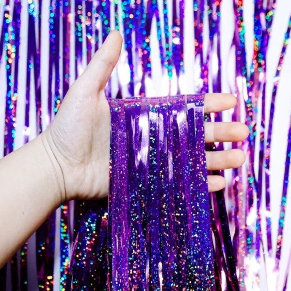Producto - Cortina lluvia holografica color violeta
