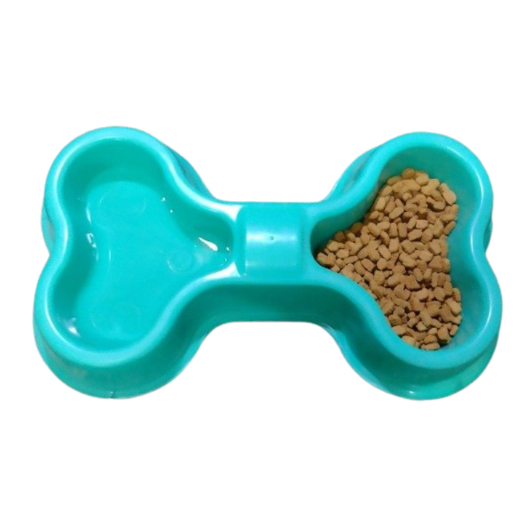 Producto - Comedero Y Bebedero de Doble en Forma de Hueso Grande de Plastico