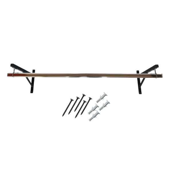 Producto - Perchero a pared con barral 100 cm cromado con 2 mensulas negras