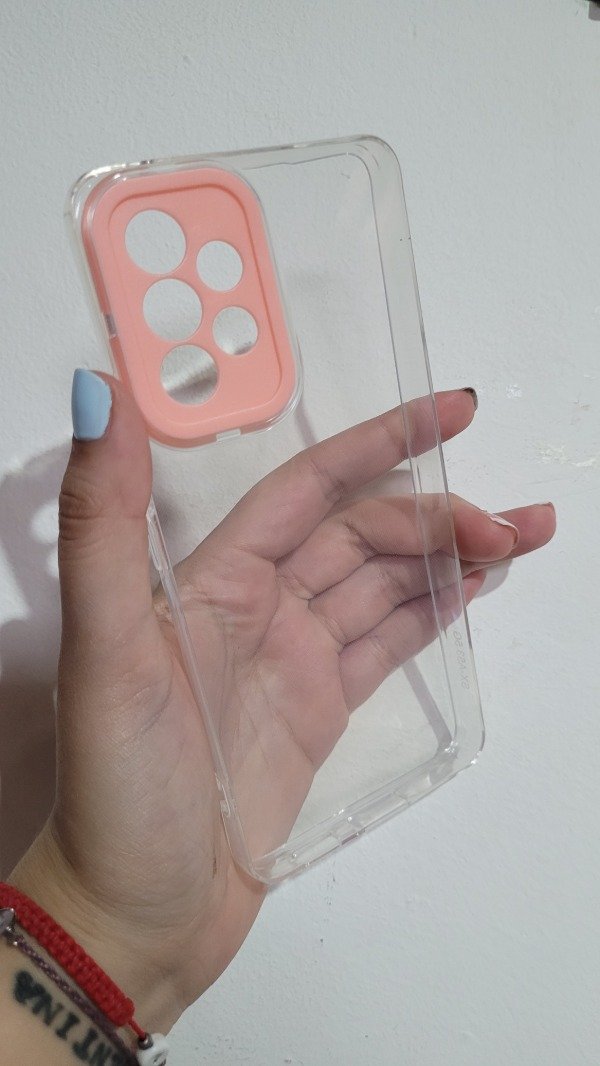 Producto - A53 funda transparente borde rosa
