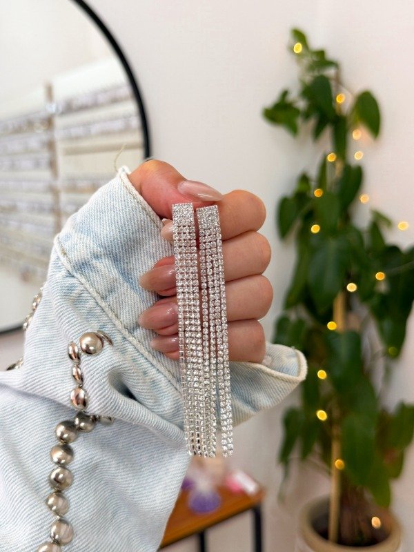 Producto - Aritos fiesta plateados 4 tira stras