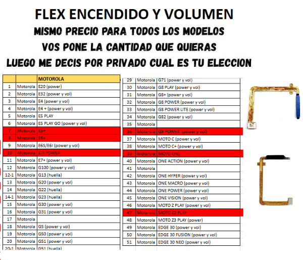 Producto - Flex power encendido / Volumen para MOTOROLA