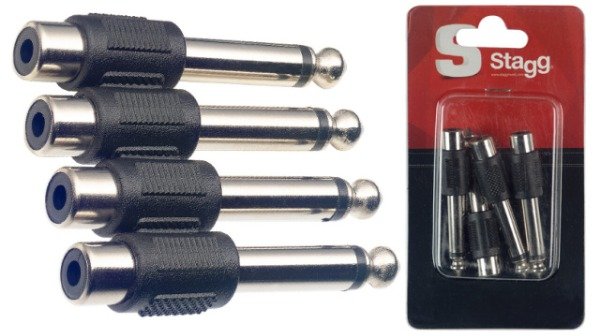Producto - STAGG ADAPTADOR RCA HEMBRA A PLUG - BLISTER x 4 UNIDADES