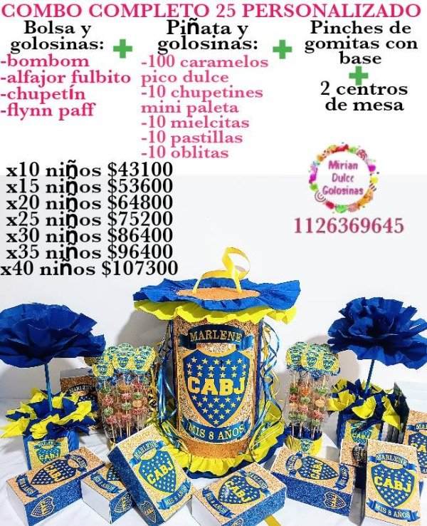 Producto - Combo cumpleaños 25 boca juniors dorada