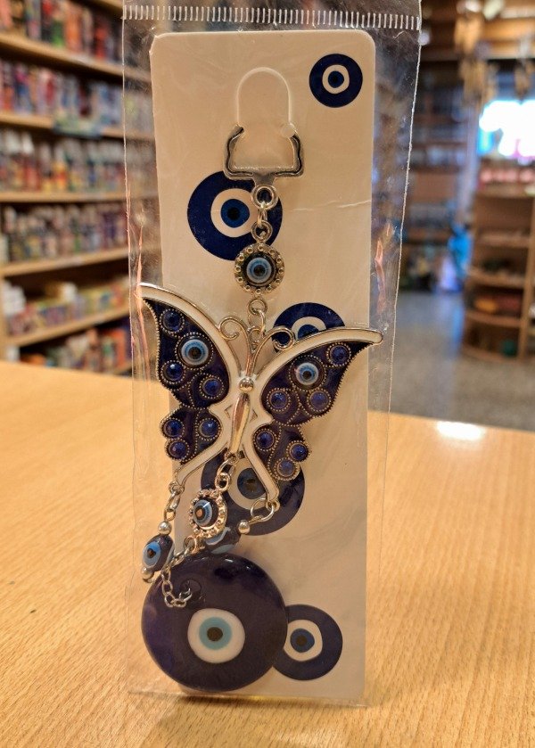 Producto - Colgante de Metal Mariposa Azul 15 cm x 6.5 cm