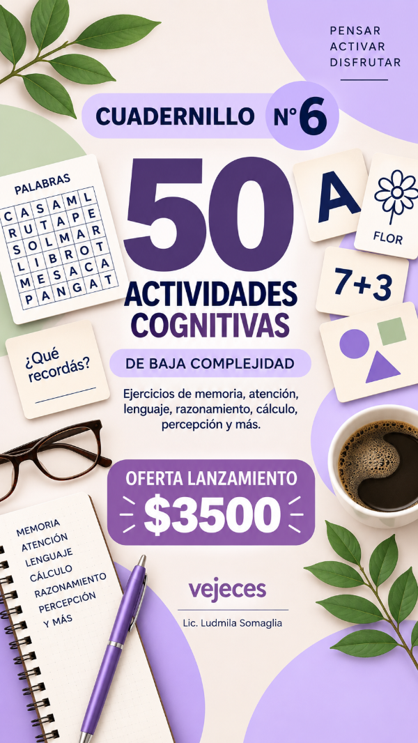 Producto - Cuadernillo fichas cognitivas número 6  (baja complejidad)