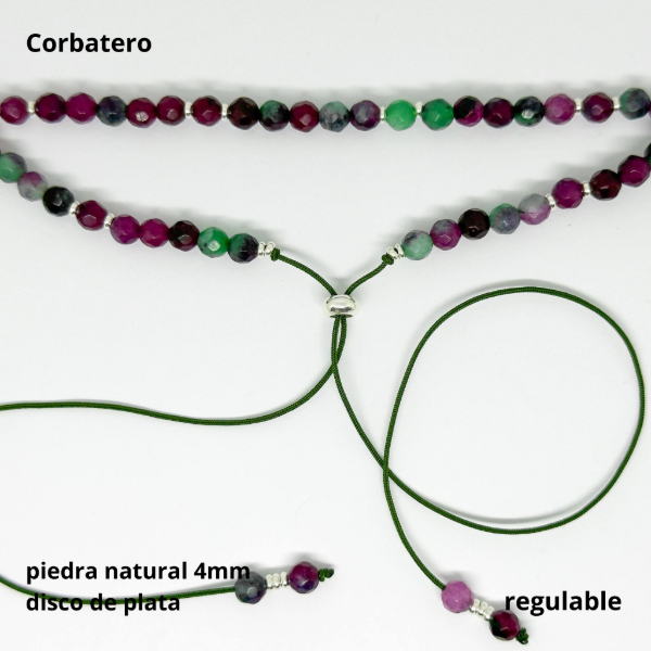 Producto - CORB.FP - Corbatero piedra natural 4mm disco de plata