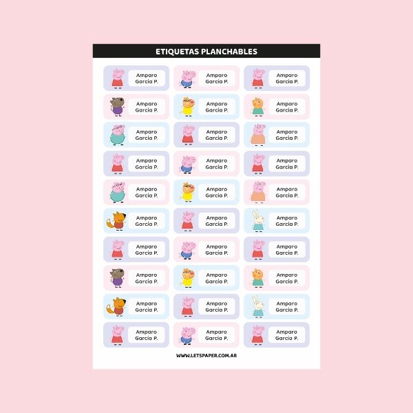 Producto - Etiquetas PLANCHABLES Peppa Pig PINK