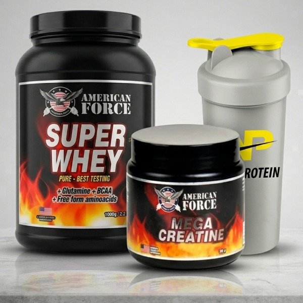 Producto - Mega Creatina American Force 300 Gr + Super Whey American Force x 1Kg