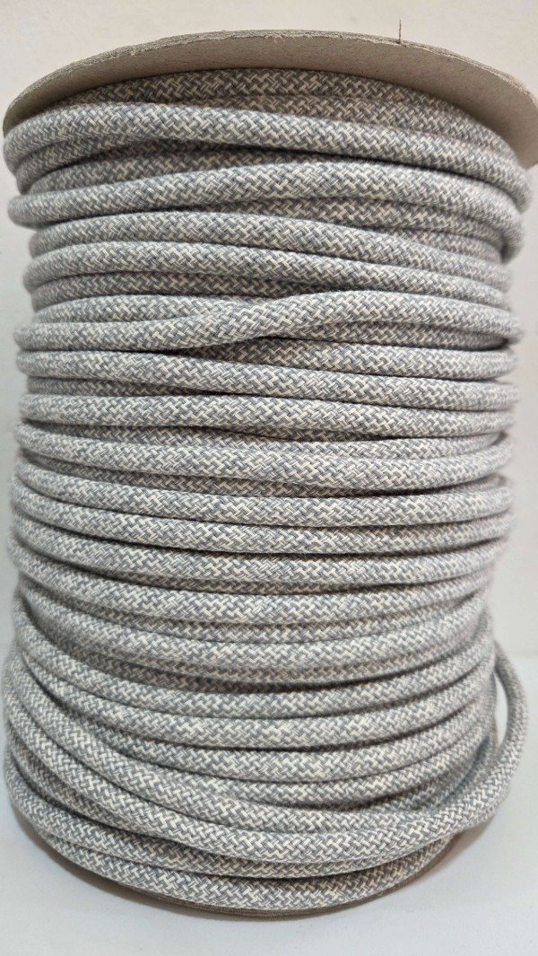 Producto - Cordon de algodón trenzado 6mm MELANGE GRIS Y CRUDO