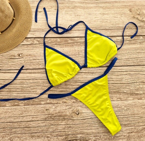 Producto - Bikini verde lima y azul DÚO - talle 90