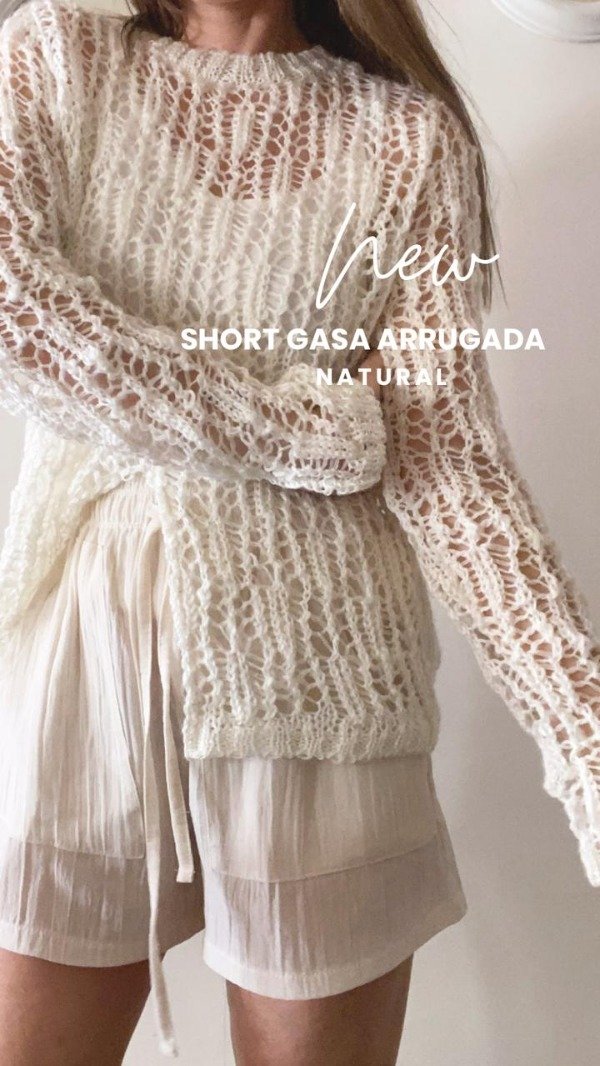 Producto - Short de Gasa Arrugada Natural