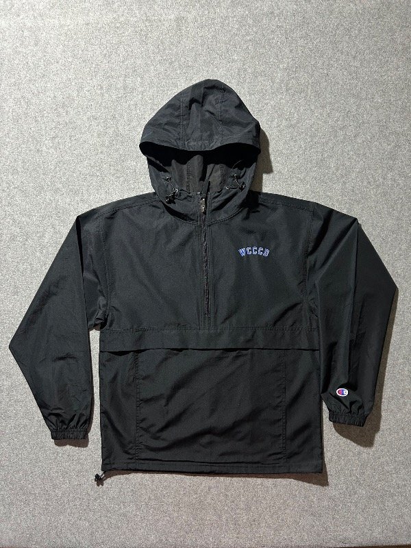 Producto - Anorak rompevientos pacable Champions, color negro.Talle S