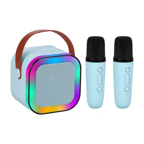 Producto - Parlante Karaoke Bluetooth Mini portátil Led Rgb 2 Micrófonos