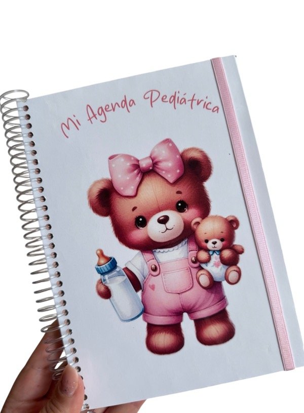 Producto - Agenda pediátrica osita con  osito y mamadera.