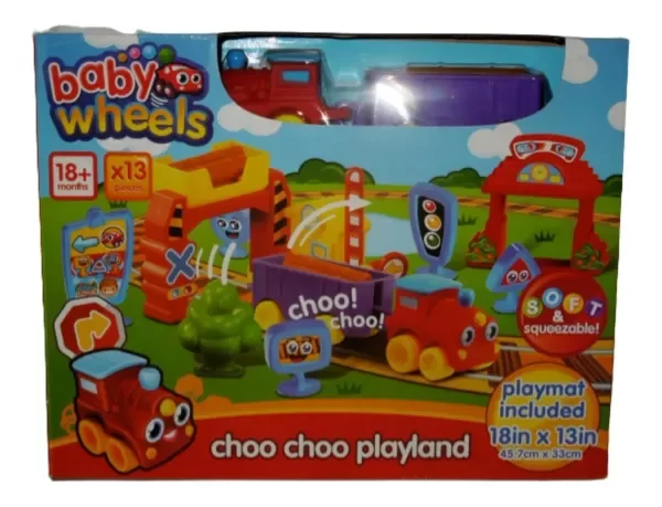 Producto - Baby Wheels Choo Choo Playland Playset De Tren Con Vagon De Goma + Lamina