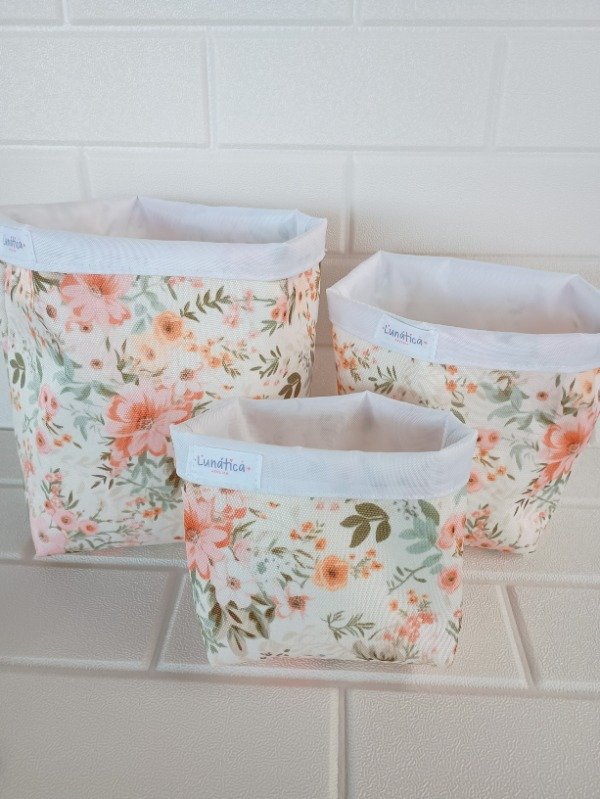 Producto - Combo Cestos Impermeables Flores Vintage
