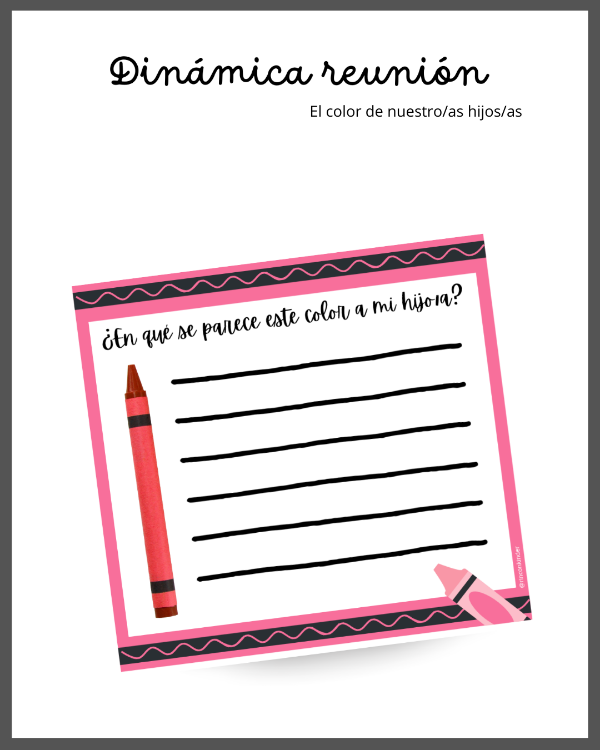 Producto - Dinámica Reunión- El color de nuestros/as hijos/as
